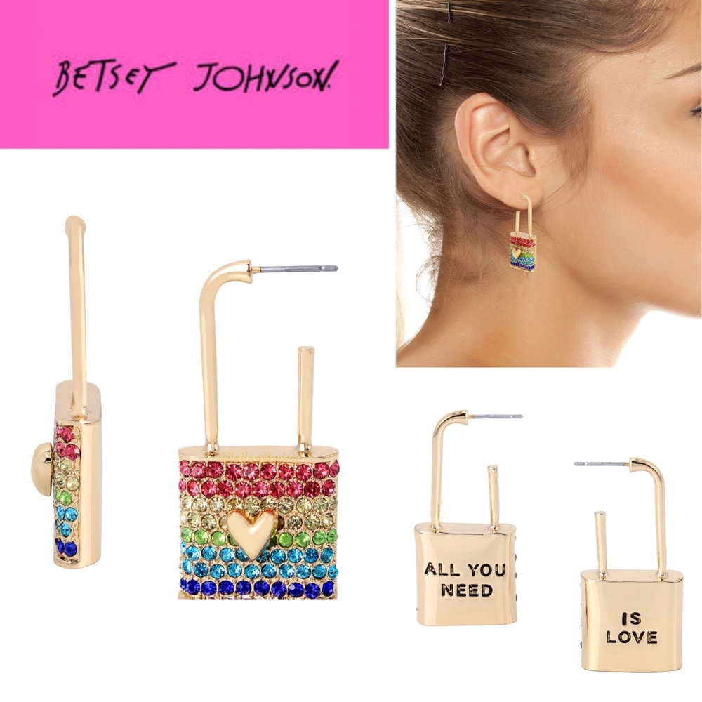 Betsey Johnson “All You Need Is Love” Padlock Earrings